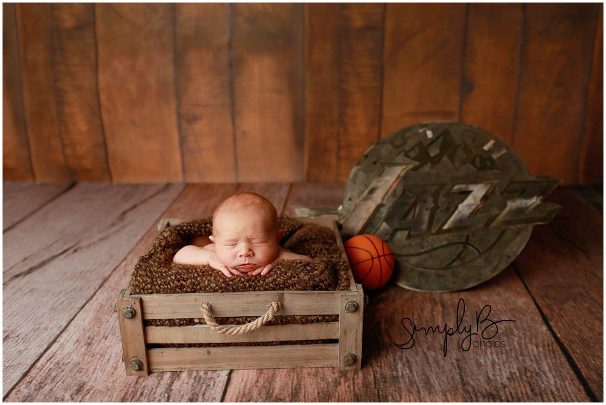 edmonton baby boy in wooden crate basketball