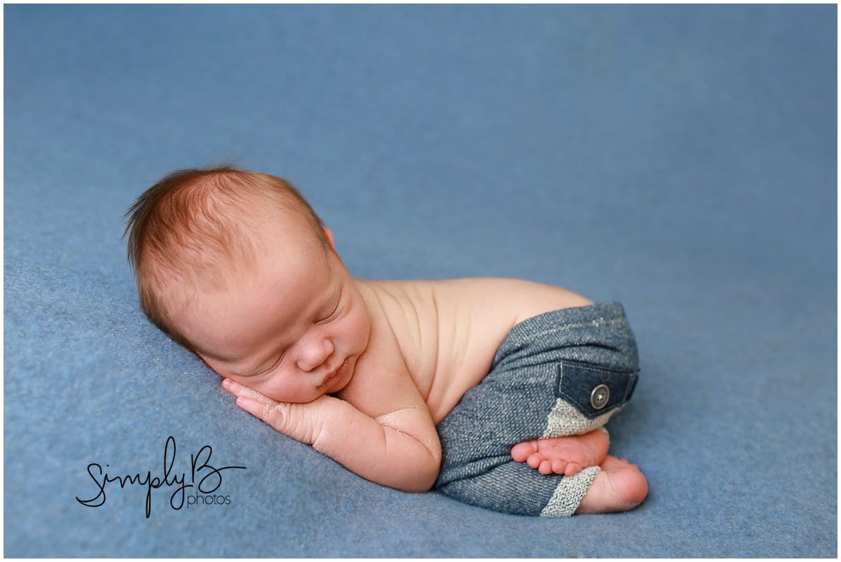 edmonton newborn photographer baby boy blue jeans
