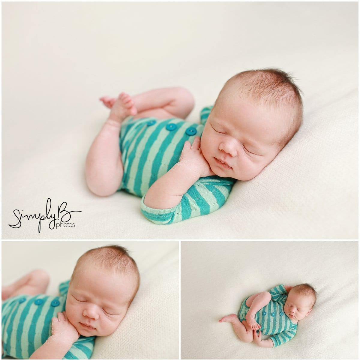 edmonton newborn photographer baby boy sleeping poses with blue outfit