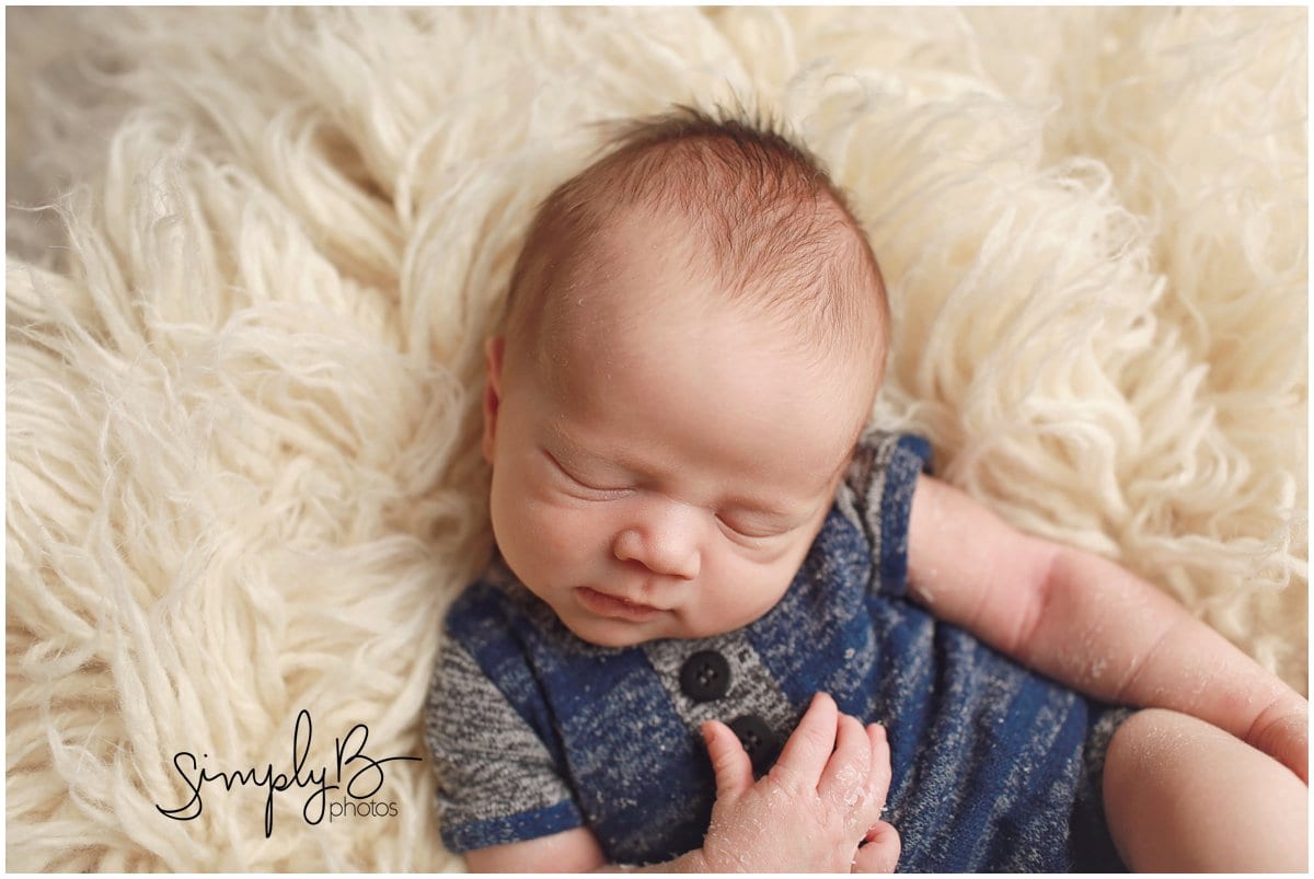 edmonton newborn photographer baby boy grey blue outfit
