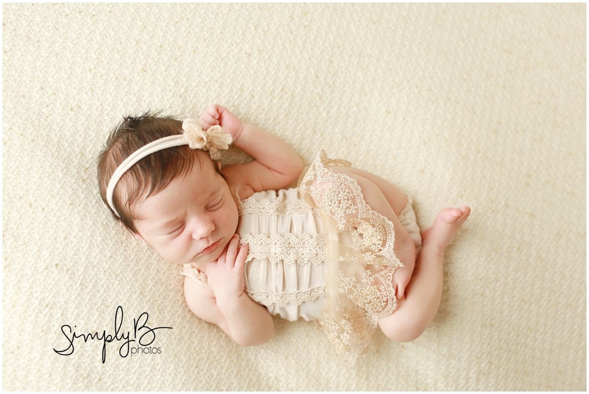 edmonton newborn photography baby girl gold and cream