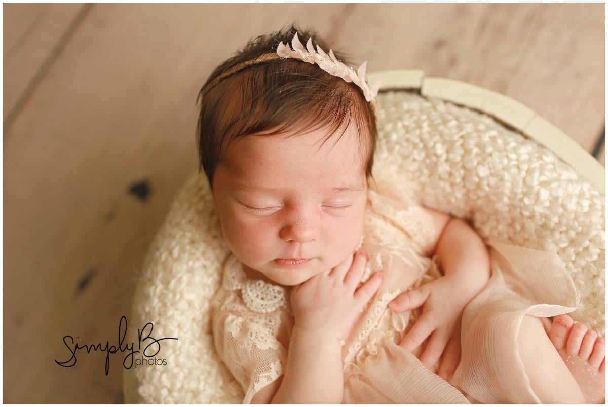 edmonton newborn photography baby girl gold and cream