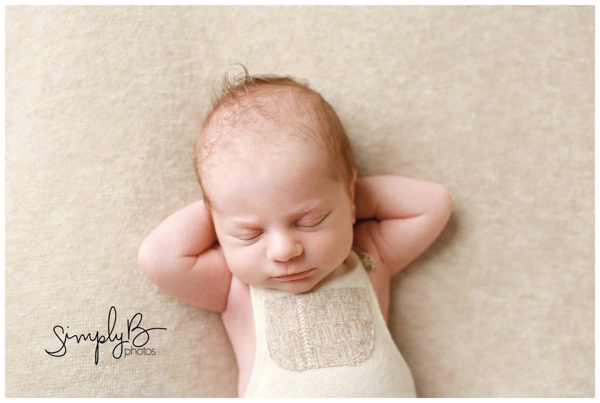 sherwood park newborn photography baby boy overalls