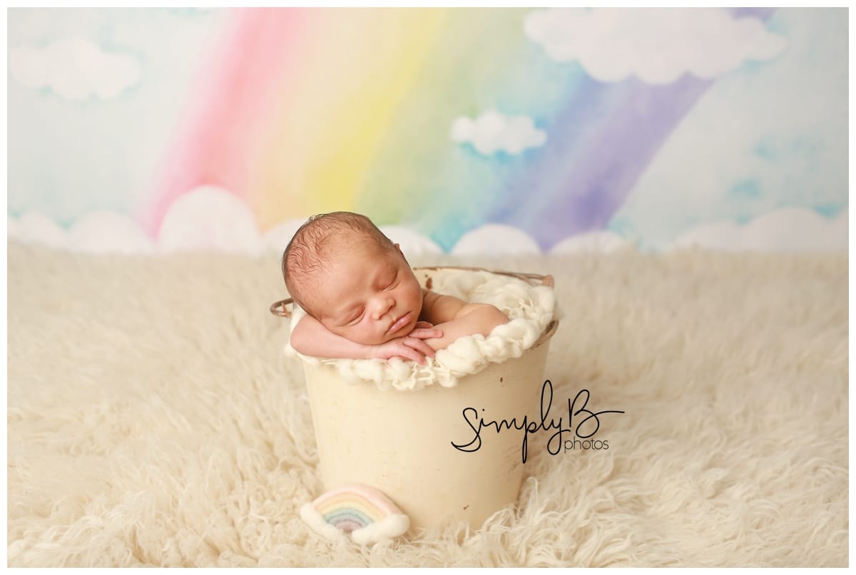 Edmonton newborn baby photographer rainbow baby theme
