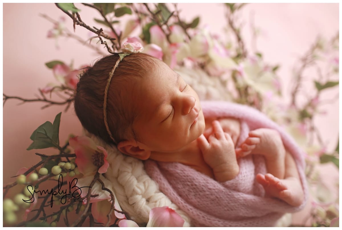 edmonton newborn photographer baby girl floral wreath