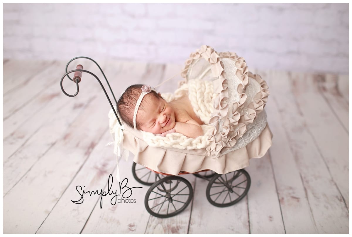 edmonton newborn photographer baby girl carriage
