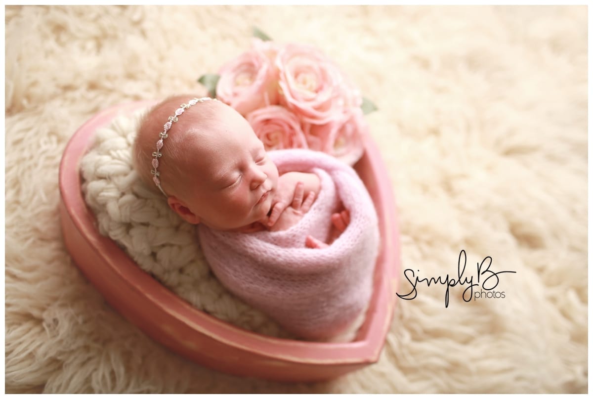 edmonton newborn photographer baby girl heart floral