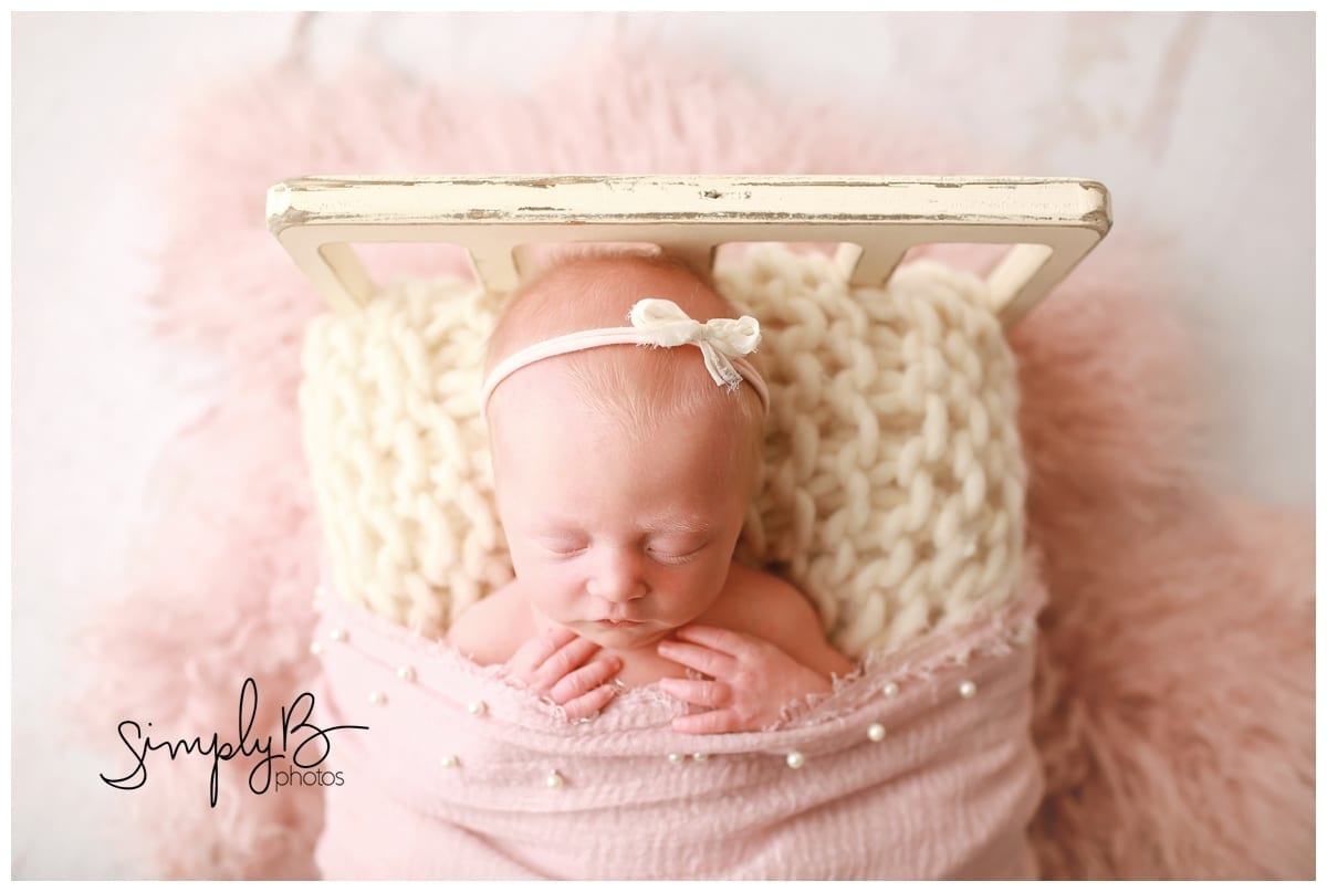 edmonton newborn photographer baby girl tiny bed
