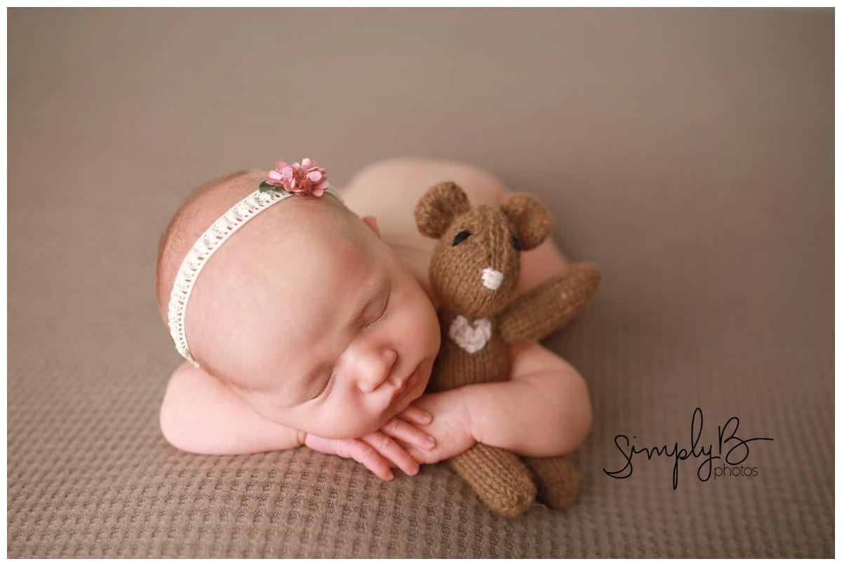 edmonton newborn photography studio baby teddy bear