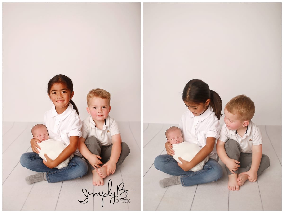 edmonton newborn baby photography studio with siblings