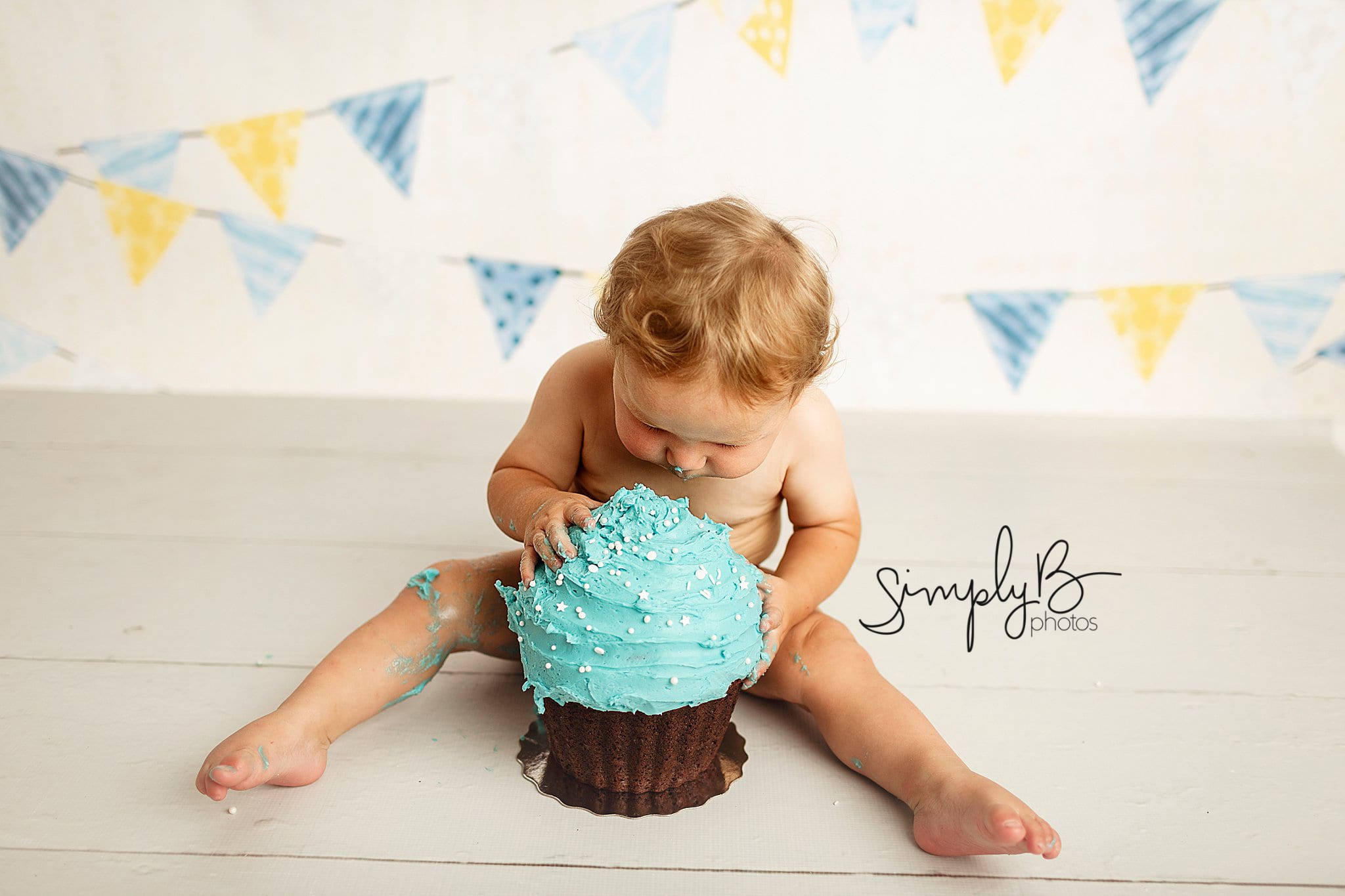 Edmonton cake smash photography studio baby boy