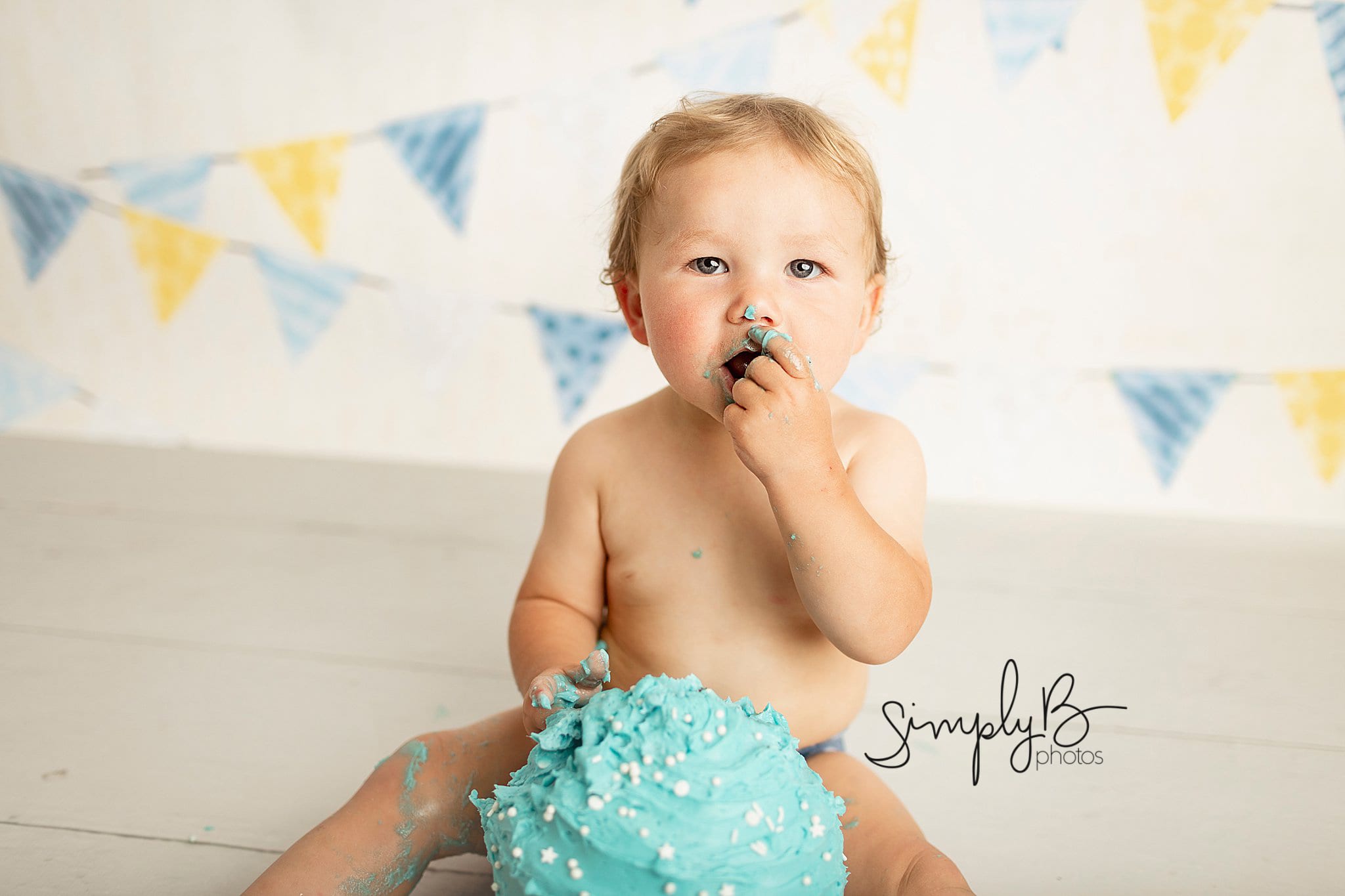Edmonton cake smash photography studio baby boy